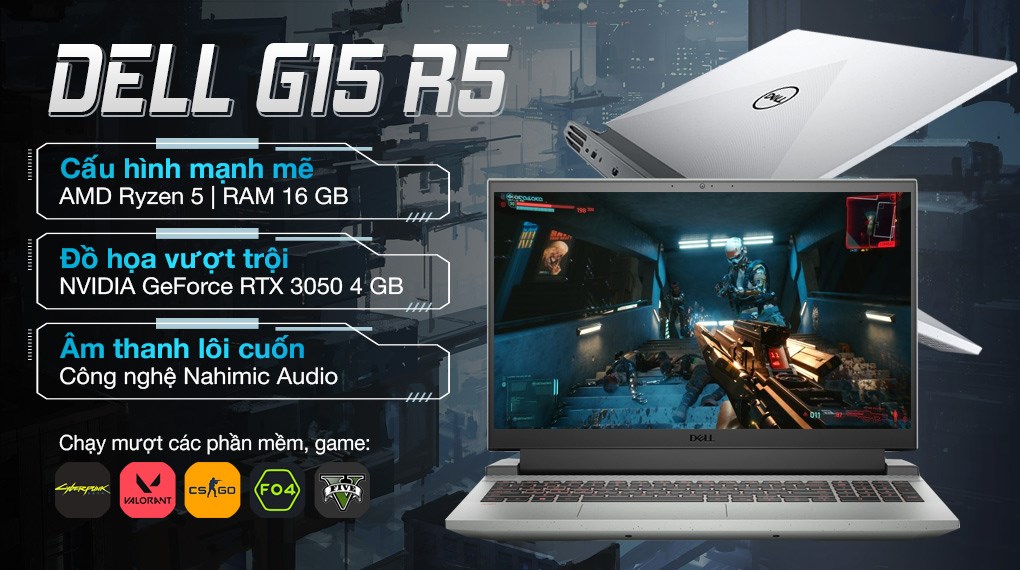 Laptop Dell Gaming G15 5515 R5 5600H/16GB/512GB/4GB RTX3050/120Hz/OfficeHS/Win11 (P105F004DGR)