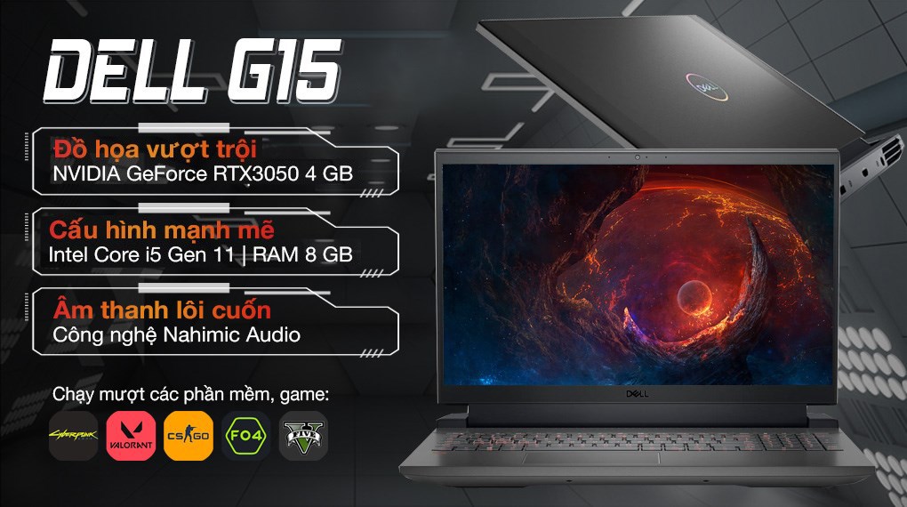 Laptop Dell Gaming G15 5511 i5 11400H/8GB/256GB/4GB RTX3050/120Hz/OfficeHS/Win11 (70266676)