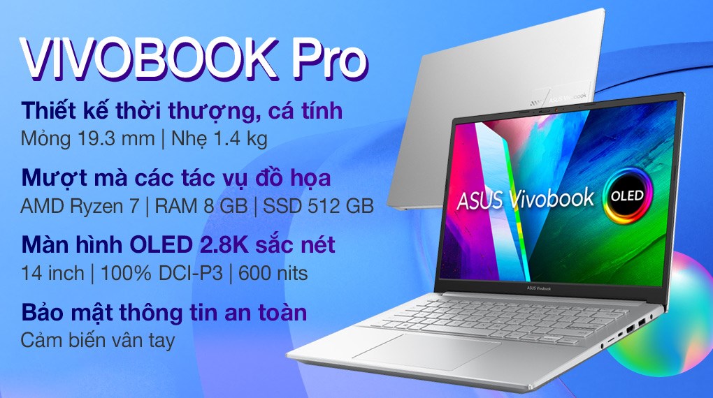 Laptop Asus VivoBook Pro 14 OLED M3401QA R7 5800H/8GB//512GB/90Hz/Win10 (KM025T)