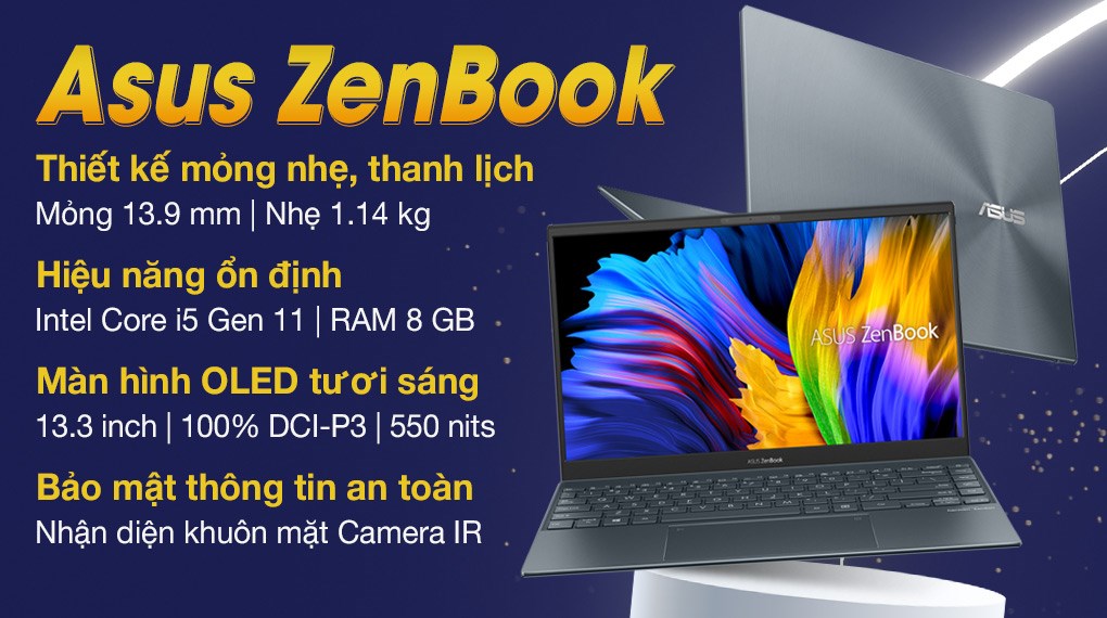 Laptop Asus ZenBook UX325EA i5 1135G7/8GB/512GB/Cáp/Túi/Win11 (KG656W)