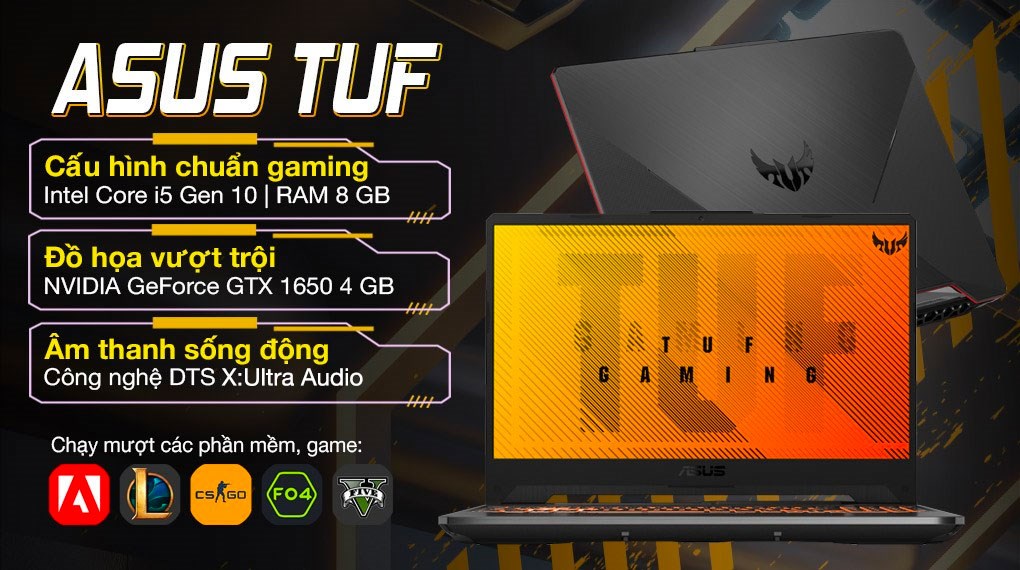 Laptop Asus TUF Gaming FX506LH i5 10300H/8GB/512GB/4GB GTX1650/144Hz/Win11 (HN188W)