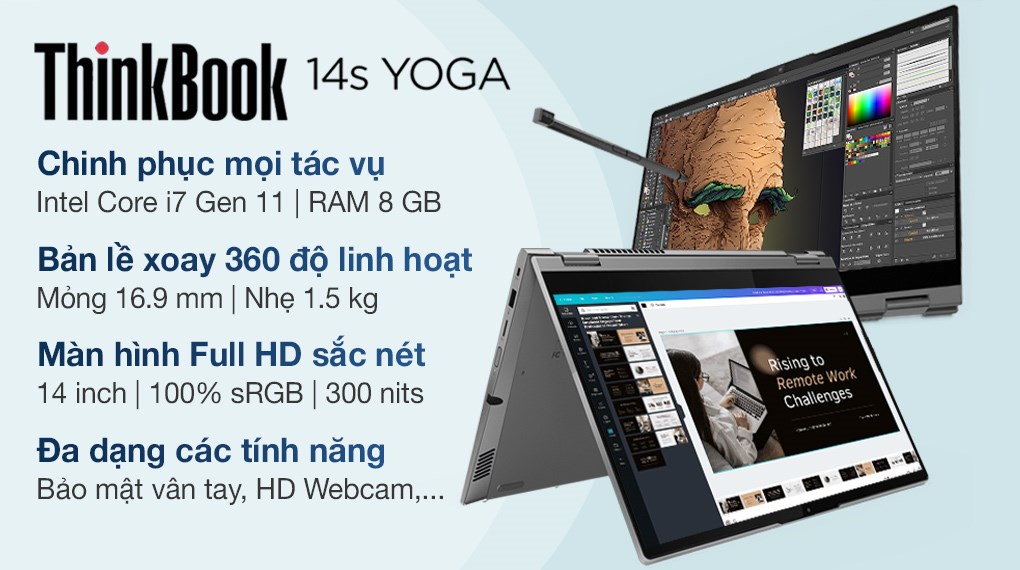 Laptop Lenovo ThinkBook 14s Yoga ITL i7 1165G7/8GB/512GB/Touch/Pen/Win11 (20WE007PVN)