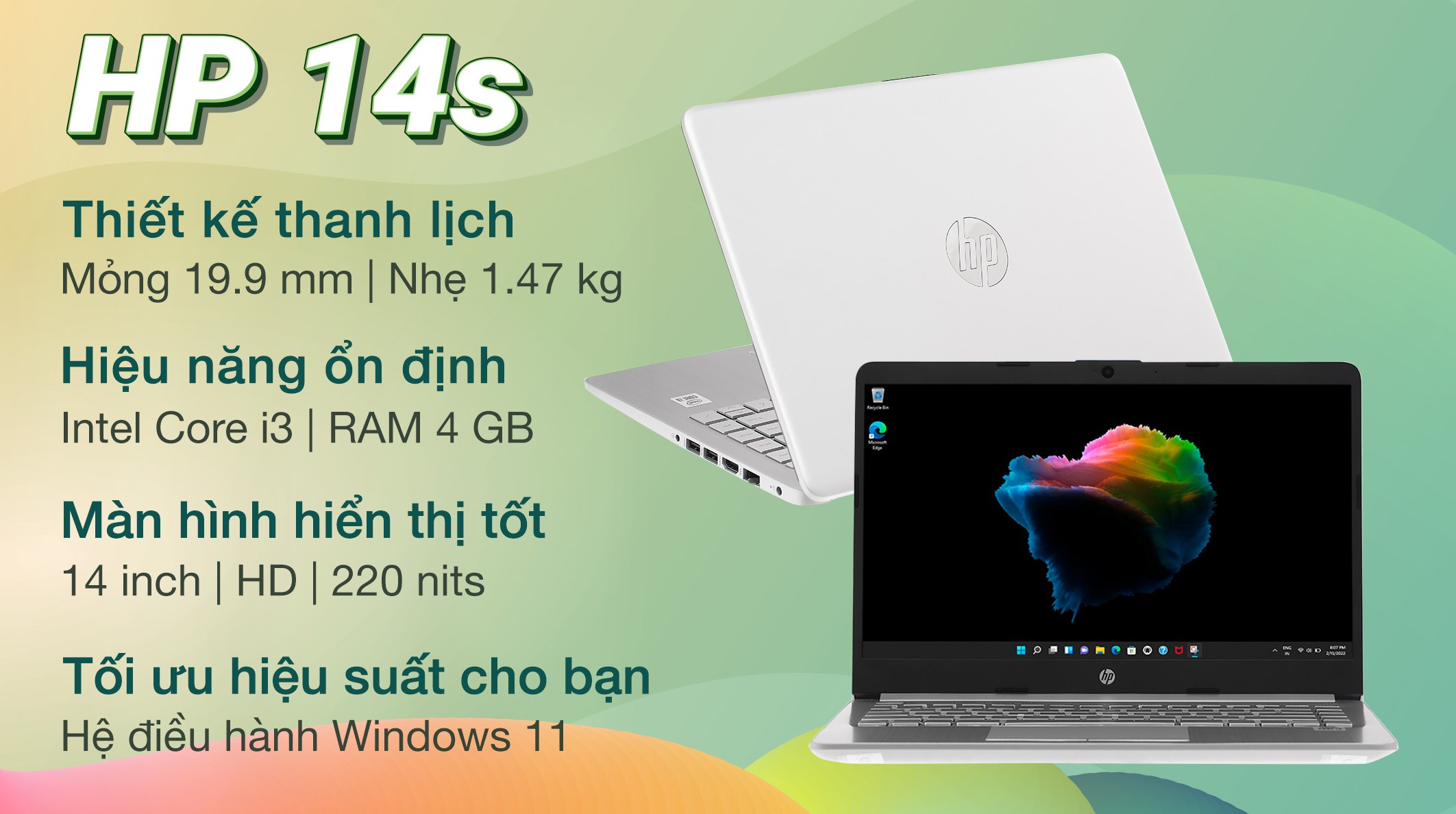 Laptop HP 14s cf2527TU i3 10110U/4GB/256GB/Win11 (4K4A1PA)