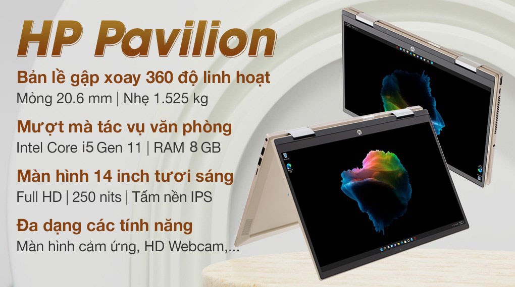 Laptop HP Pavilion x360 14 dy0076TU i5 1135G7/8GB/512GB/Touch/Pen/Win11 (46L94PA)