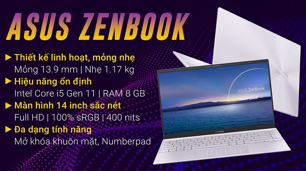 Laptop Asus ZenBook UX425EA i5 1135G7/8GB/512GB/Cáp/Túi/Win11 (KI883W)