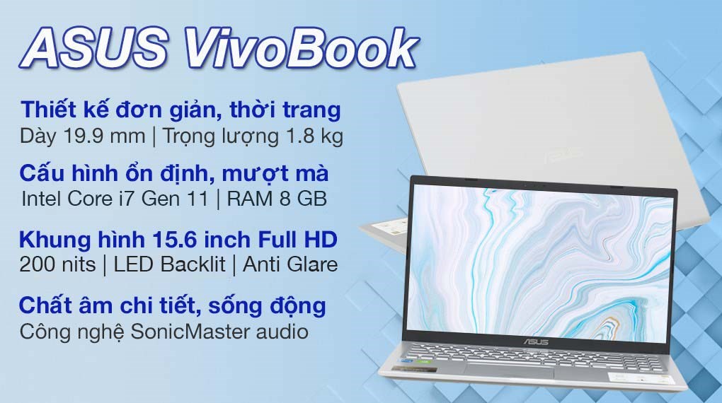 Laptop Asus VivoBook X515EP i7 1165G7/8GB/512GB/2GB MX330/Win11 (EJ449W)