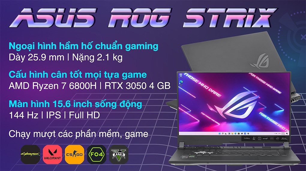 Laptop Asus Gaming ROG Strix G15 G513RC R7 6800H/8GB/512GB/4GB RTX3050/144Hz/Win11 (HN038W)