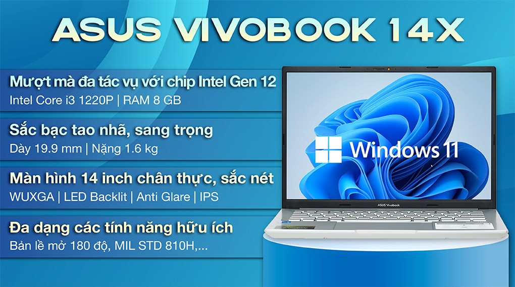 Laptop Asus Vivobook 14X A1403ZA i3 1220P/8GB/512GB/Win11 (LY143W)