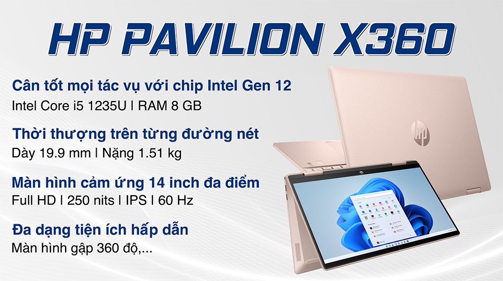 Laptop HP Pavilion X360 14 ek0056TU i5 1235U/8GB/512GB/Touch/Pen/Win11 (6L294PA)