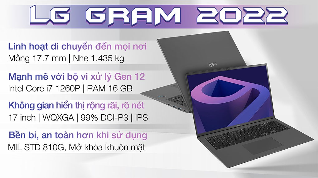 Laptop LG gram 2022 i7 1260P/16GB/512GB/Win11 (17Z90Q-G.AH76A5)