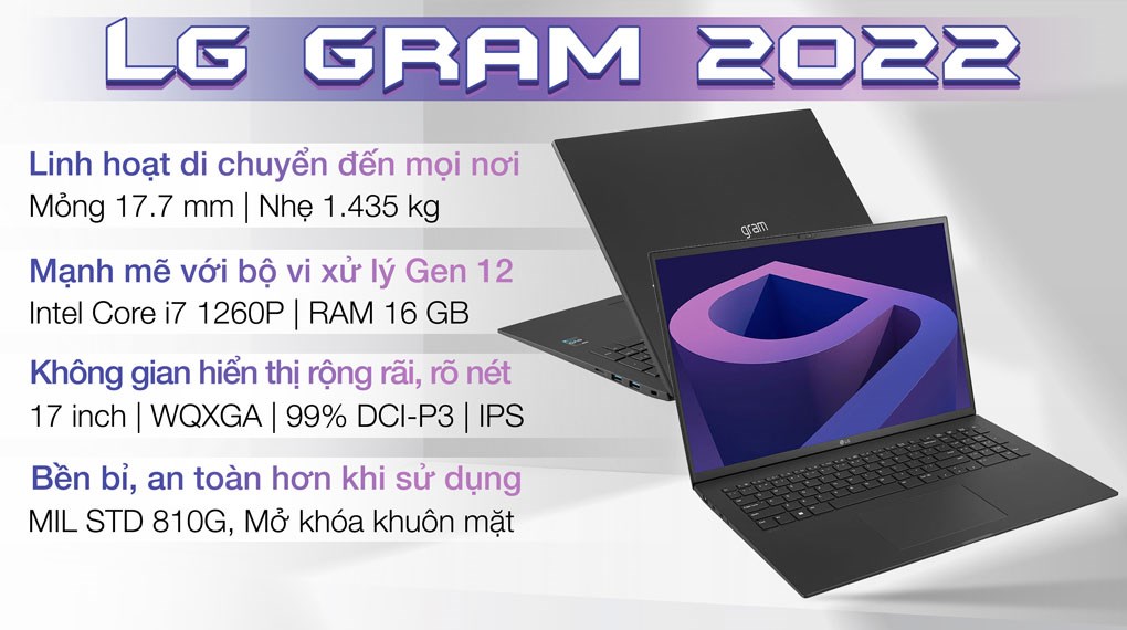 Laptop LG gram 2022 i7 1260P/16GB/1TB/Win11 (17Z90Q-G.AH78A5)