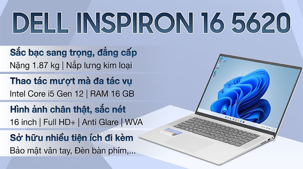 Laptop Dell Inspiron 16 5620 i5 1240P/16GB/512GB/OfficeHS/Win11 (i5P165W11SLU)