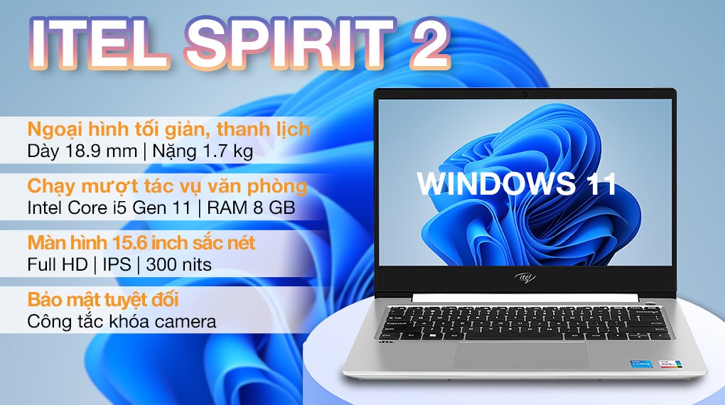 Laptop Itel Spirit 2 i5 1155G7/8GB/512GB/Win11 (71006300202)