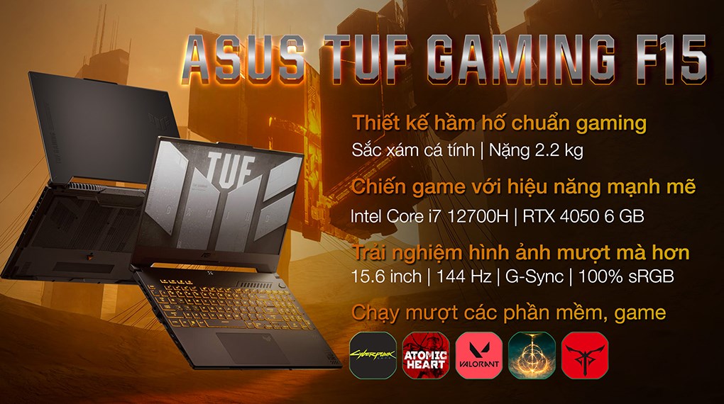 Laptop Asus TUF Gaming F15 FX507ZU4 i7 12700H/8GB/512GB/6GB RTX4050/144Hz/Win11 (LP520W)