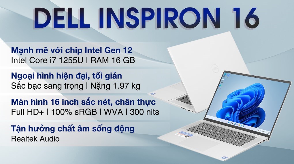 Laptop Dell Inspiron 16 5620 i7 1255U/16GB/512GB/OfficeHS/Win11 (N6I7009W1)