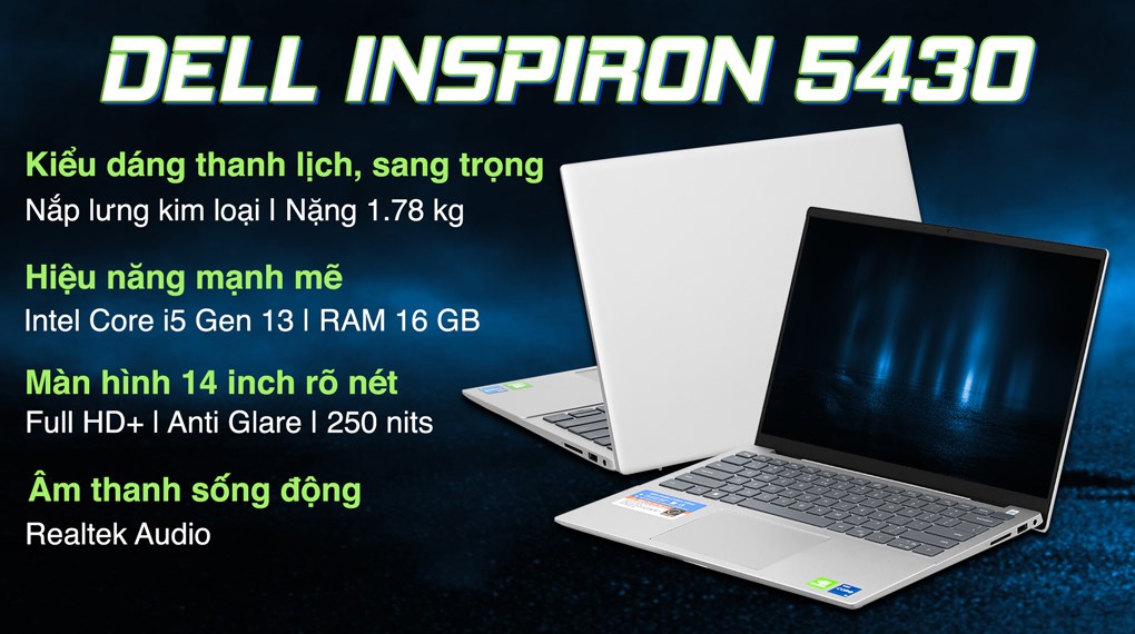 Laptop Dell Inspiron 5430 i5 1340P/16GB/512GB/2GB MX550/OfficeHS/Win11 (i5P165W11SLD2)