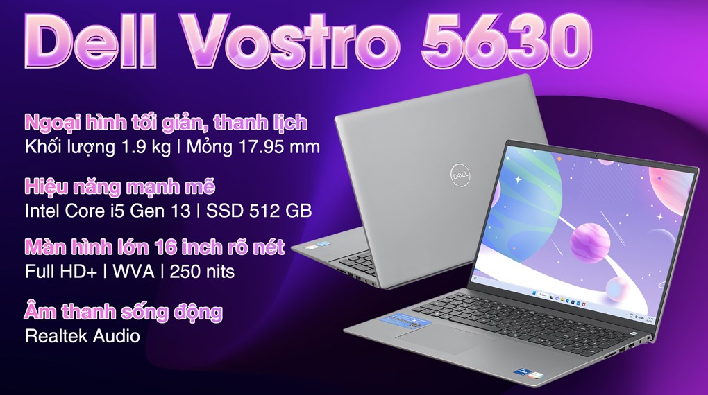 Laptop Dell Vostro 16 5630 i5 1340P/8GB/512GB/OfficeHS/Win11 (i5P085W11GRU)