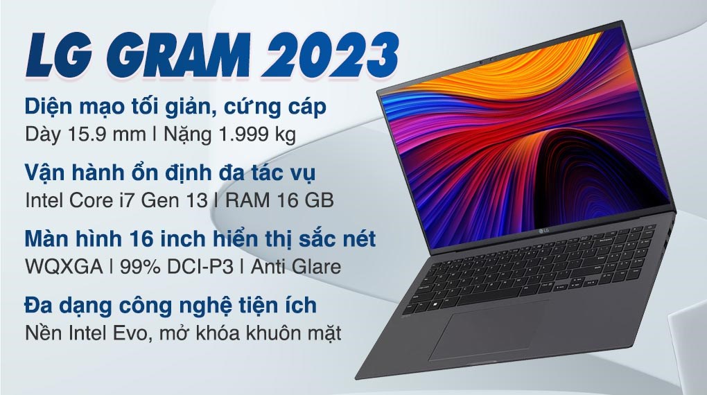 Laptop LG gram 2023 i7 1360P/16GB/512GB/Win11 (16Z90R-G.AH76A5)