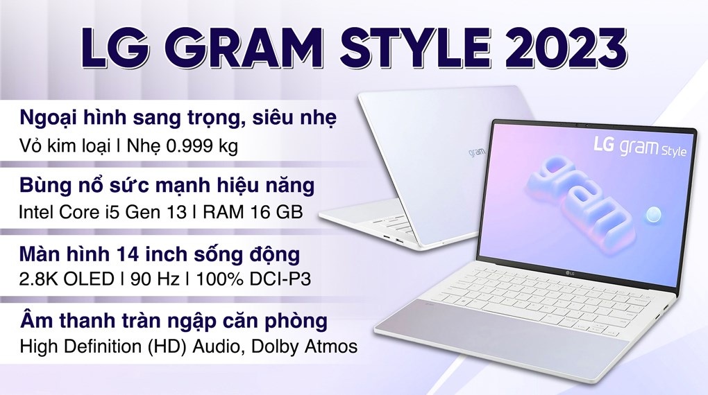 Laptop LG gram Style 2023 i5 1340P/16GB/512GB/90Hz/Win11 (14Z90RS-G.AH54A5)