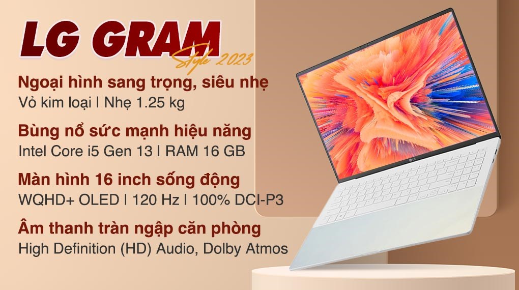 Laptop LG gram Style 2023 i5 1340P/16GB/512GB/120Hz/Win11 (16Z90RS-G.AH54A5)