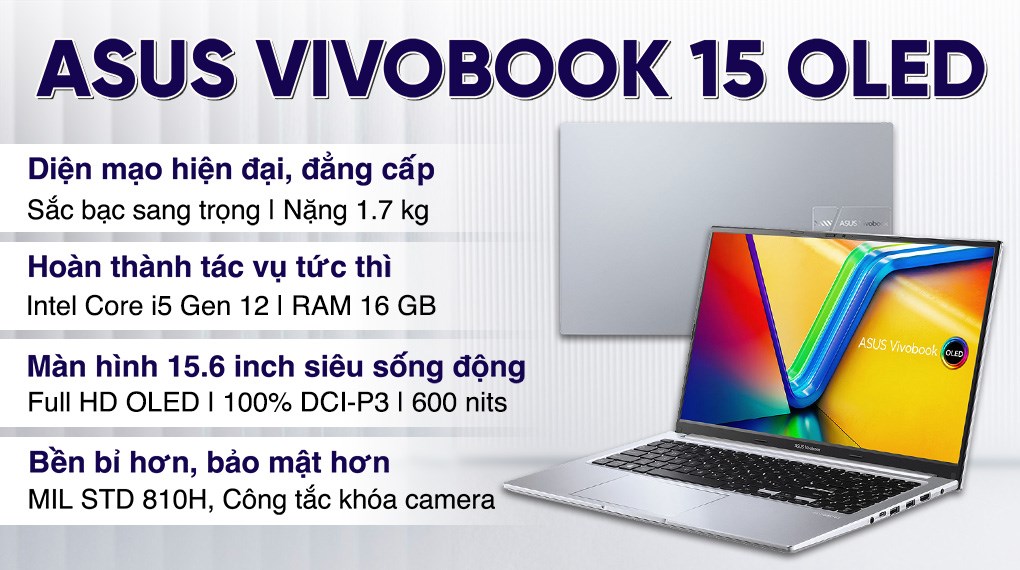 Laptop Asus Vivobook 15 OLED A1505ZA i5 12500H/16GB/512GB/Win11 (L1337W)