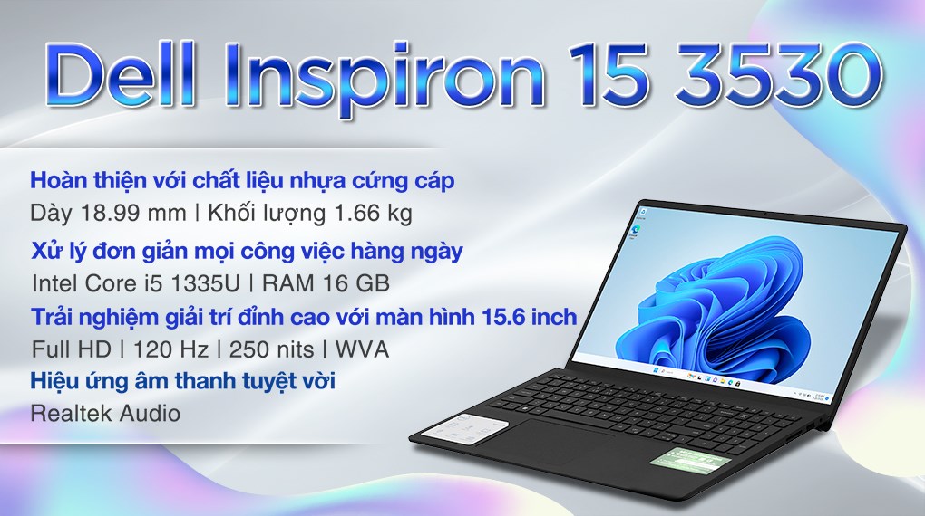 Laptop Dell Inspiron 15 3530 i5 1335U/16GB/512GB/120Hz/OfficeHS/Win11 (N5I5791W1)