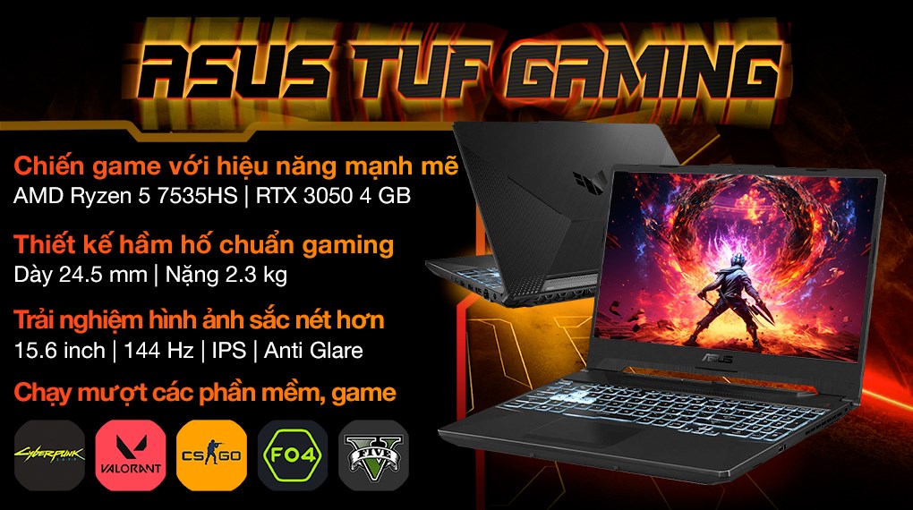 Laptop Asus TUF Gaming A15 FA506NC R5 7535HS/16GB/512GB/4GB RTX3050/144Hz/Win11 (HN017W)