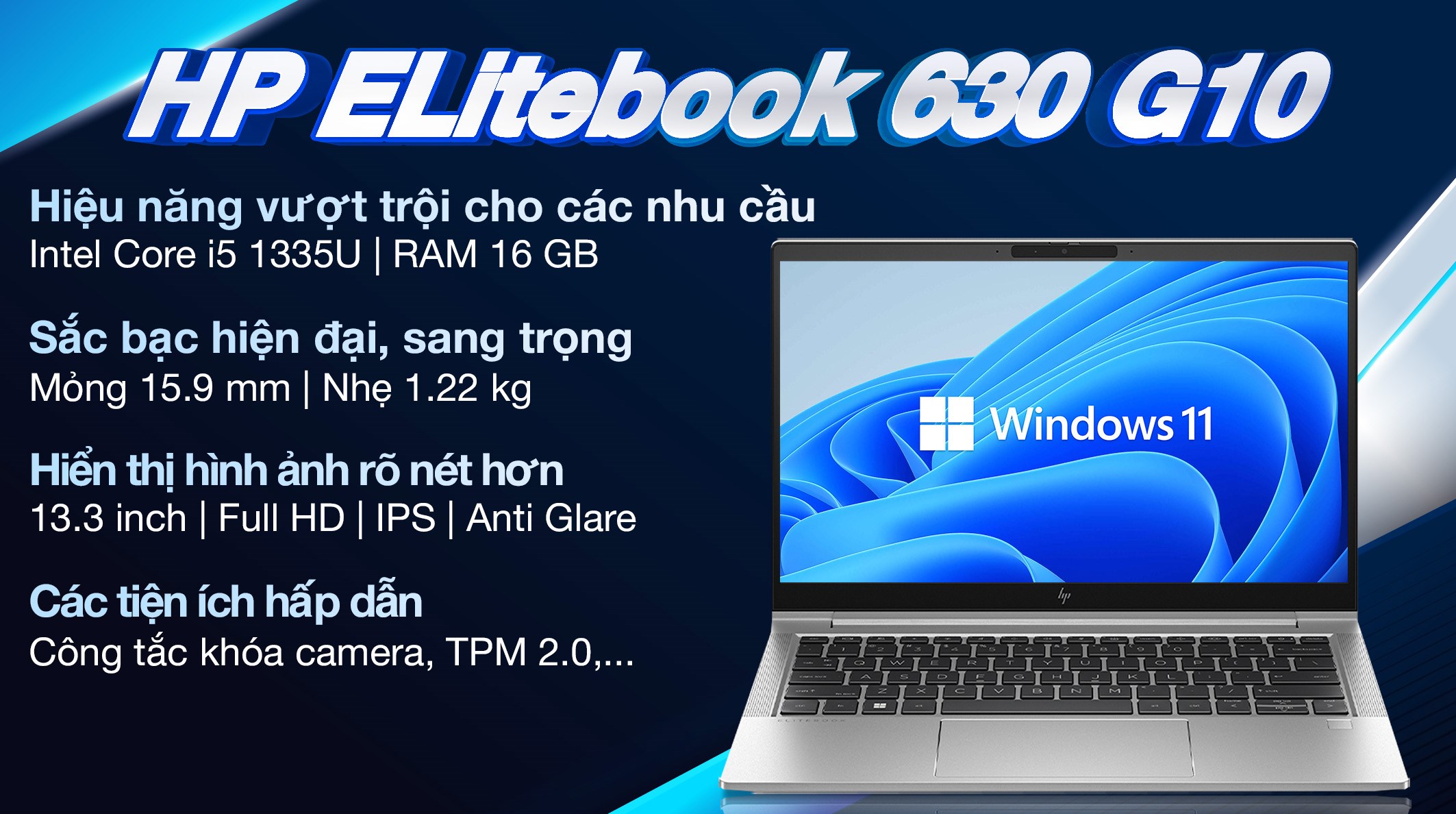 Laptop HP Elitebook 630 G10 i5 1335U/16GB/512GB/Win11 (9J0B4PT)