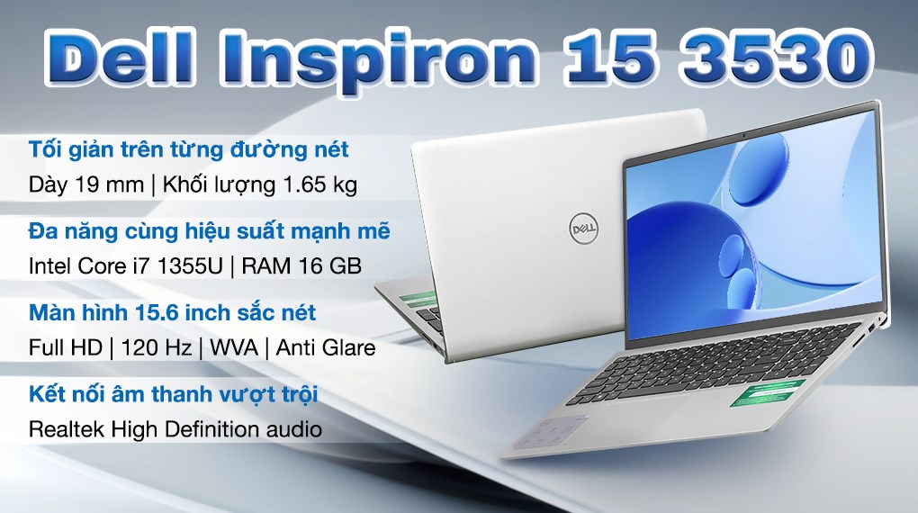 Laptop Dell Inspiron 15 3530 i7 1355U/16GB/1TB/120Hz/OfficeHS/Win11 (P16WD)