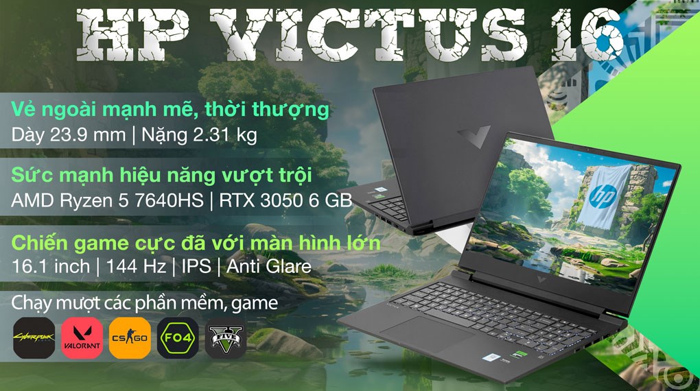 Laptop HP Gaming VICTUS 16 s0078AX R5 7640HS/16GB/512GB/6GB RTX3050/144Hz/Win11 (8C5N7PA)