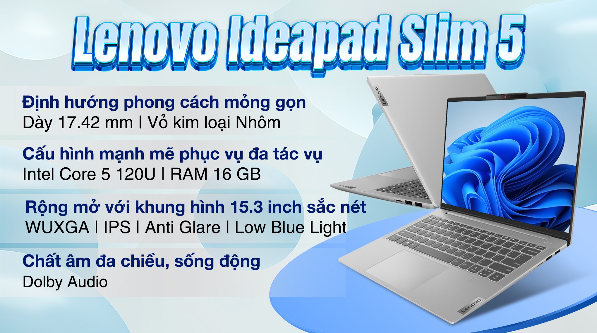 Laptop Lenovo Ideapad Slim 5 15IRU9 Core 5 120U/16GB/512GB/Win11 (83D0000EVN)