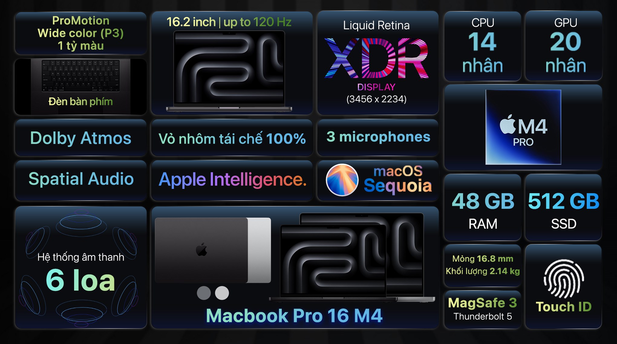 Laptop Apple MacBook Pro 16 inch M4 Pro 48GB/512GB