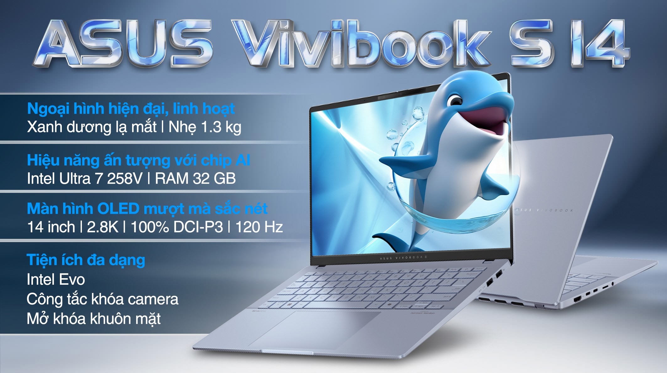 Laptop Asus Vivobook S 14 S5406SA Ultra 7 258V/32GB/1TB/120Hz/OfficeHS/Win11 (PP059WS)
