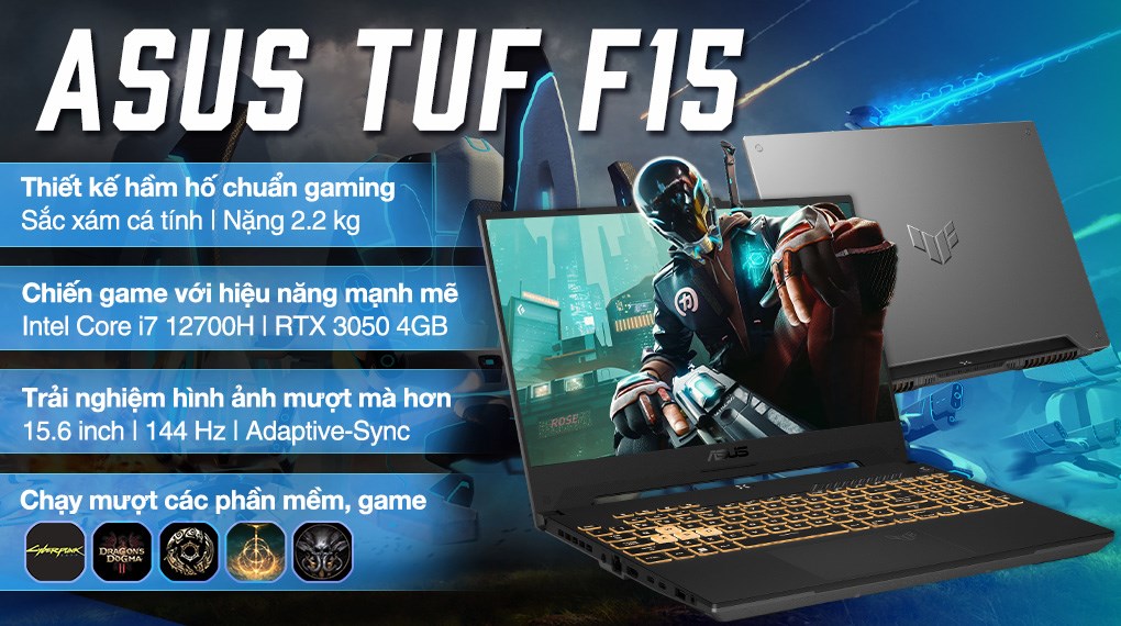 Laptop Asus TUF Gaming F15 FX507ZC4 i7 12700H/16GB/512GB/4GB RTX3050/144Hz/Win11 (HNi7MW)