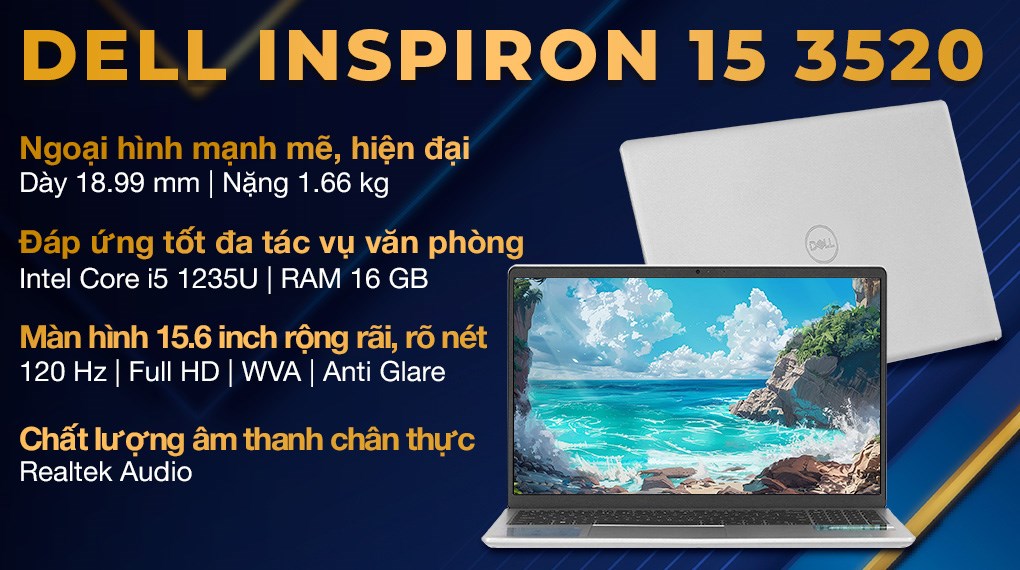 Laptop Dell Inspiron 15 3520 i5 1235U/16GB/512GB/120Hz/OfficeHS/Win11 (N5I5057W1)