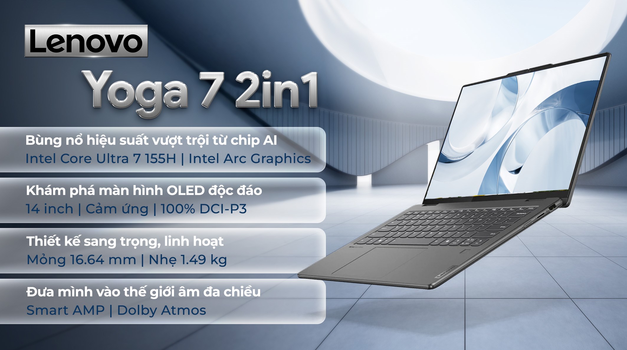 Laptop Lenovo Yoga 7 2in1 14IML9 Ultra 7 155H/16GB/512GB/Touch/Pen/OfficeHS/Win11 (83DJ001FVN)