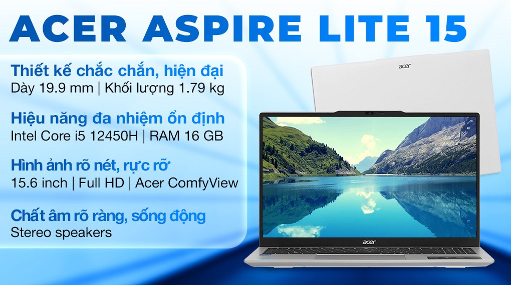 Laptop Acer Aspire Lite 15 AL15 71P 517D i5 12450H/16GB/512GB/Win11 (NX.J7KSV.001)