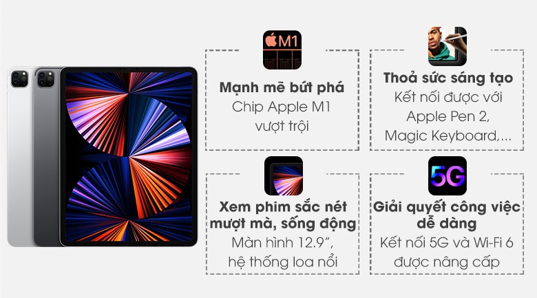 Máy tính bảng iPad Pro M1 12.9 inch WiFi Cellular 256GB (2021)