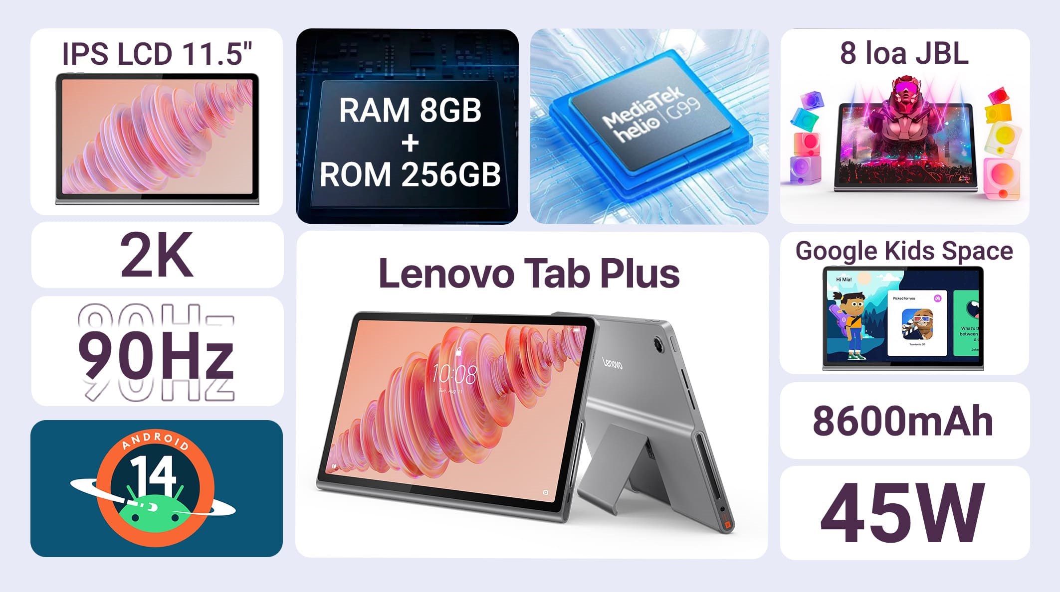 Máy tính bảng Lenovo Tab Plus WiFi 8GB/256GB