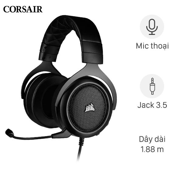 Tai nghe Chụp Tai Gaming Corsair HS50 PRO Stereo Carbon