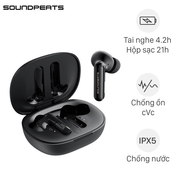 Tai nghe Bluetooth True Wireless Soundpeats Mac 2 Đen