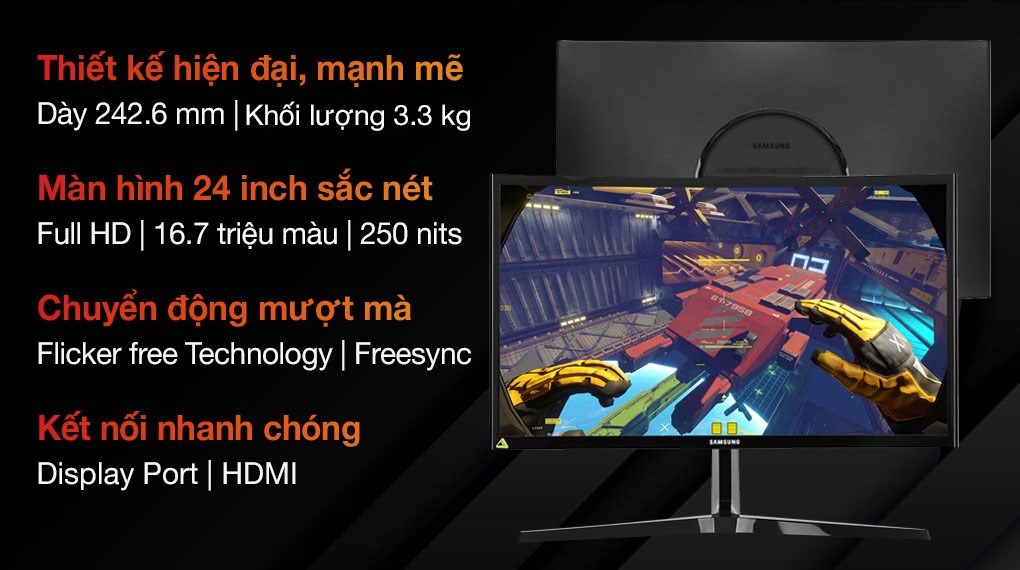 Màn hình Samsung Gaming LC24RG50FQEXXV 24 inch FHD/VA/144Hz/4ms/FreeSync/HDMI