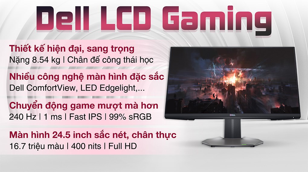 Màn hình Dell Gaming S2522HG 24.5 inch FHD/Fast IPS/240Hz/1ms/HDMI/DisplayPort