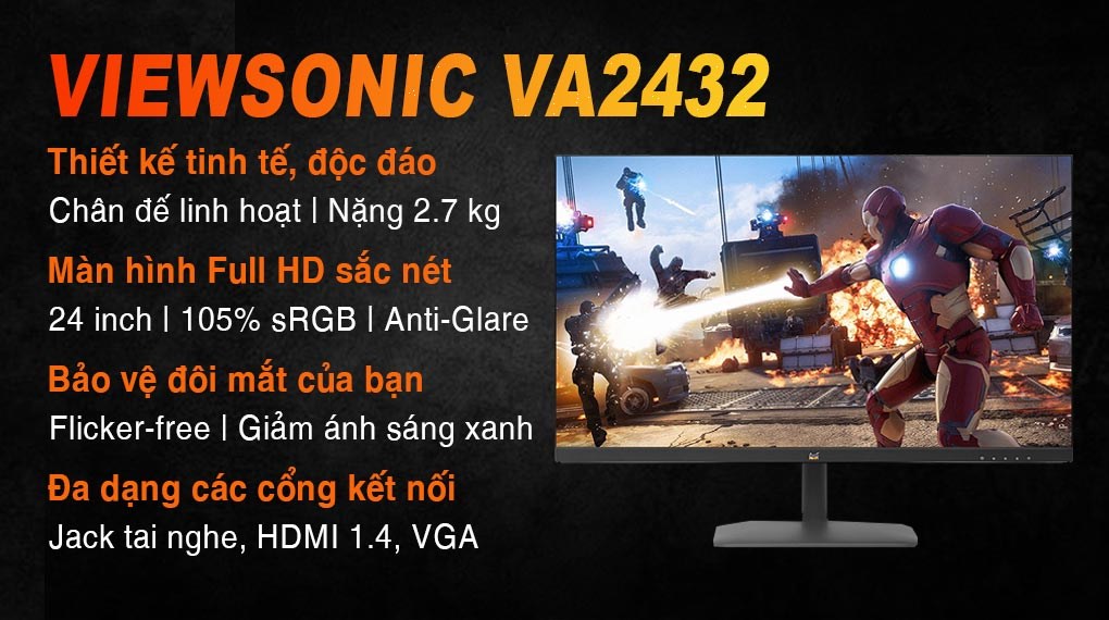 Màn hình ViewSonic VA2432-H 24 inch FHD/IPS/75Hz/4ms/FreeSync/HDMI