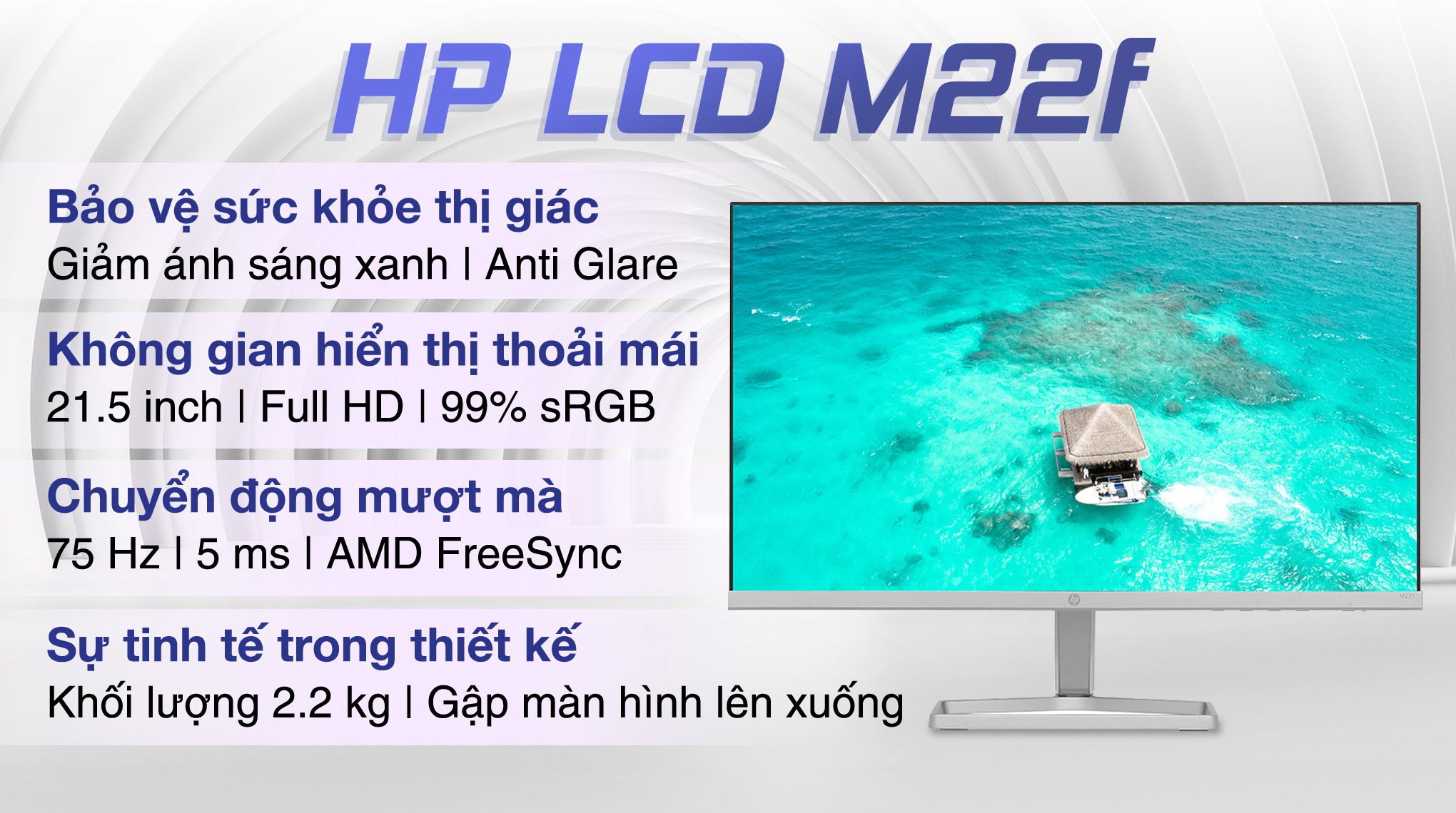 Màn hình HP M22f 21.5 inch FHD/IPS/75Hz/5ms/AMD FreeSync/HDMI/VGA