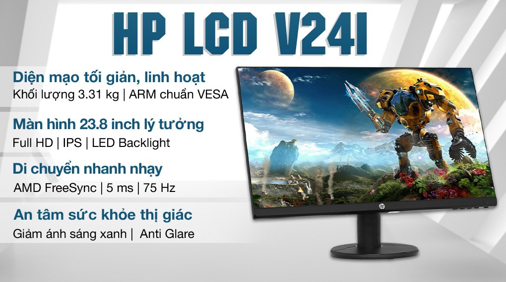 Màn hình HP V24i 23.8 inch FHD/IPS/75Hz/5ms/AMD FreeSync/HDMI
