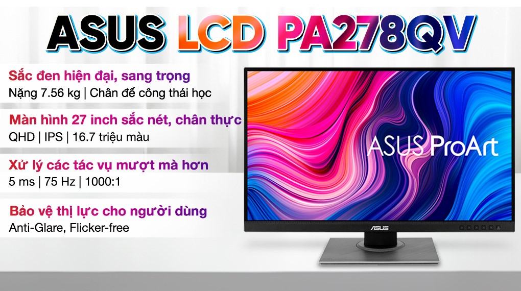 Màn hình Asus ProArt PA278QV 27 inch 2K IPS/75Hz/5ms