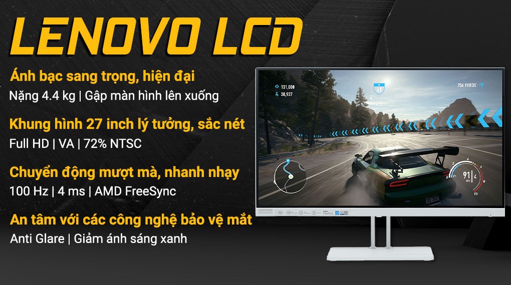 Màn hình Lenovo L27e-40 27 inch FHD/VA/100Hz/4ms/FreeSync/HDMI (67ACKAC4VN)