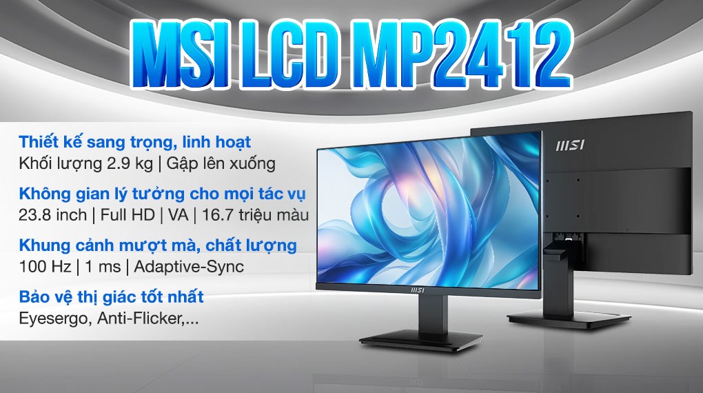 Màn hình MSI PRO MP2412 23.8 inch FHD/VA/100Hz/1ms/HDMI