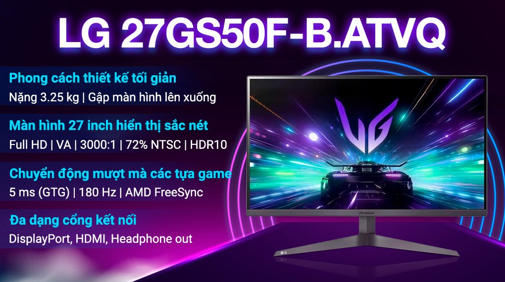 Màn hình Gaming LG UltraGear 27GS50F-B.ATVQ 27 inch